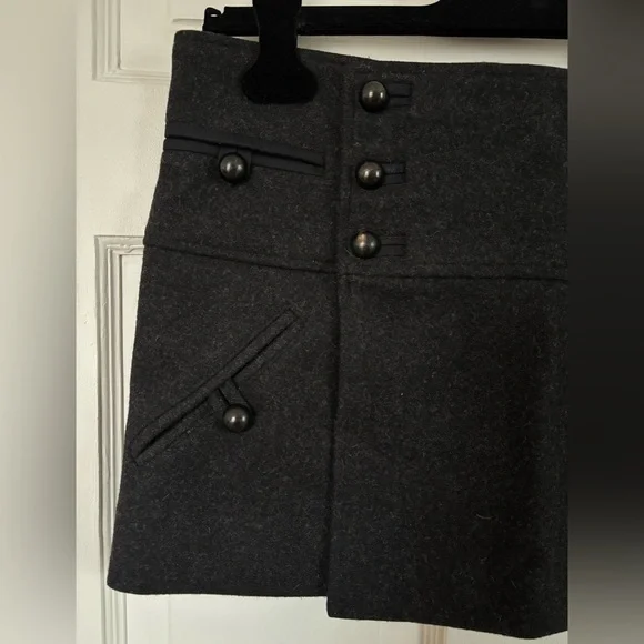 Isabel Marant Charcoal Buttoned Wool Mini Skirt - Picture 2 of 5